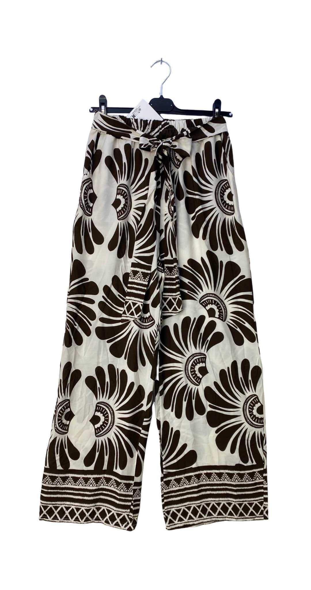Dámské viskózové kalhoty „Boho Flower“ s exotickým potiskem